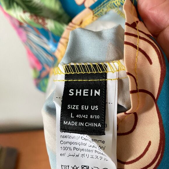 Rushed Maxi Dress size L Shein Multicolor Floral Long Sleeve V Neck - Picture 13 of 14